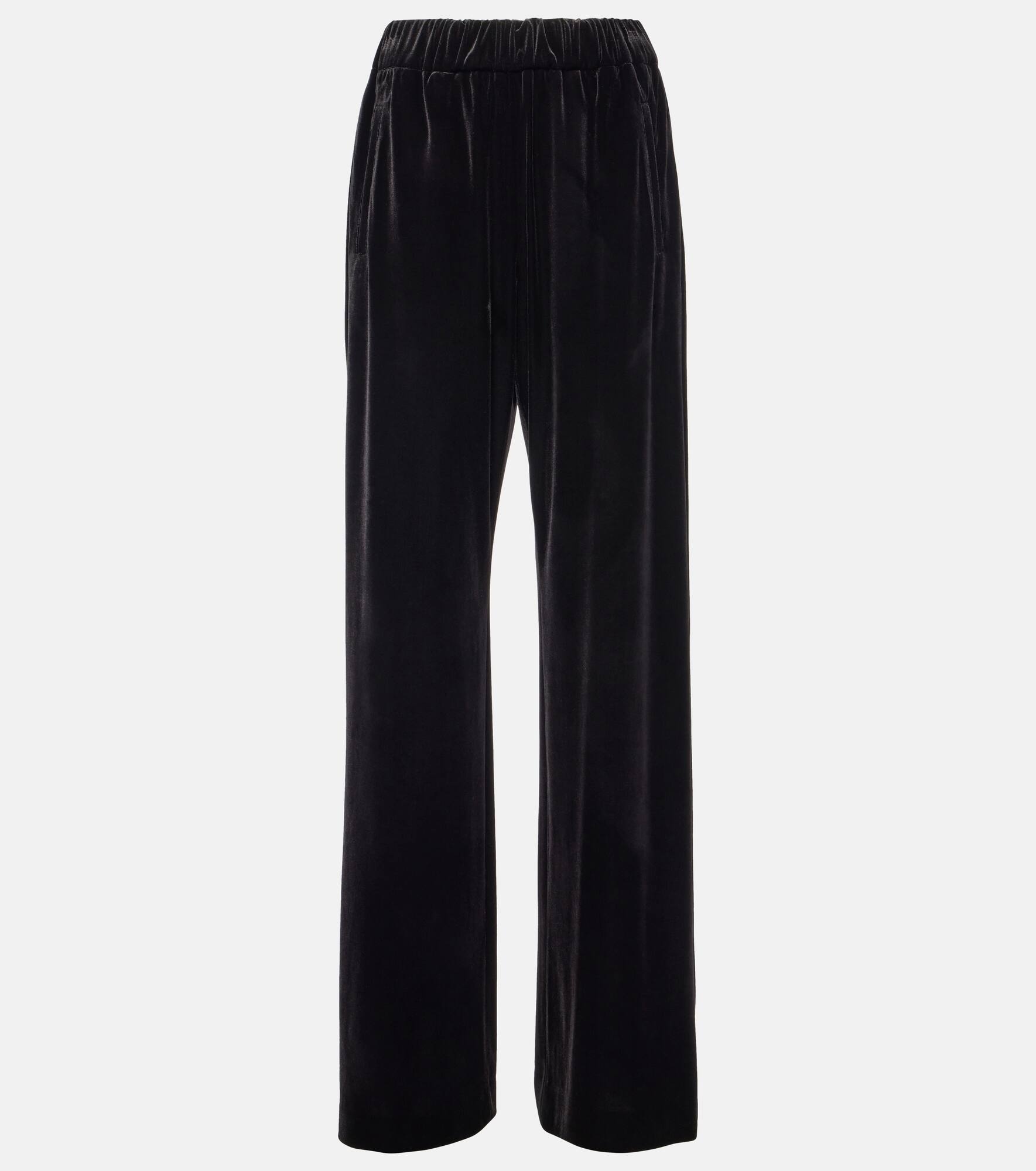 High-rise velvet wide-leg pants - 1