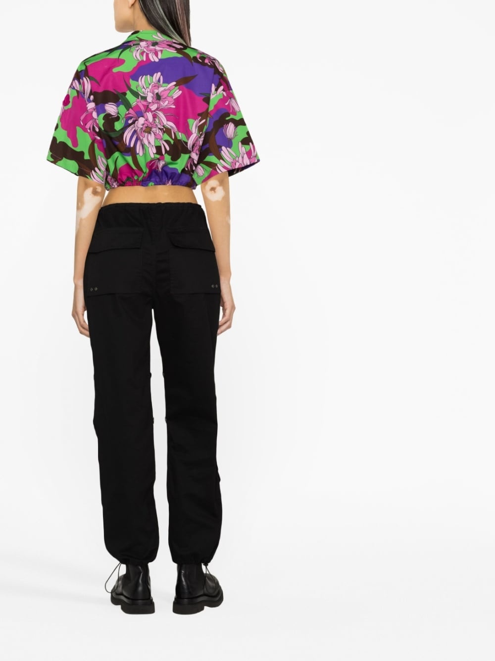 floral-print cropped shirt - 3