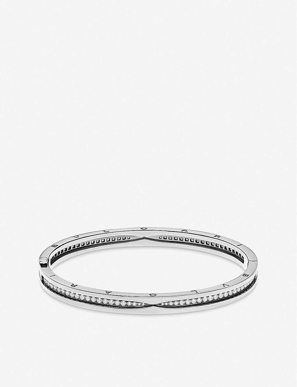 BVLGARI B.zero1 18ct white-gold and diamond pavé bracelet | REVERSIBLE