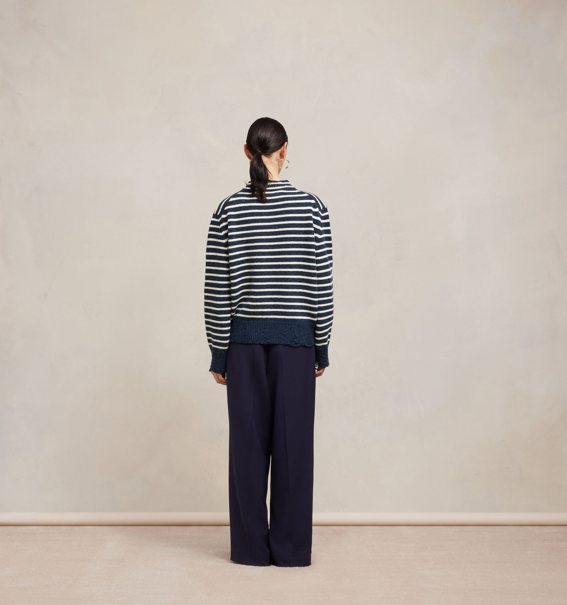 Striped Sweater With Cut Out Details - 6