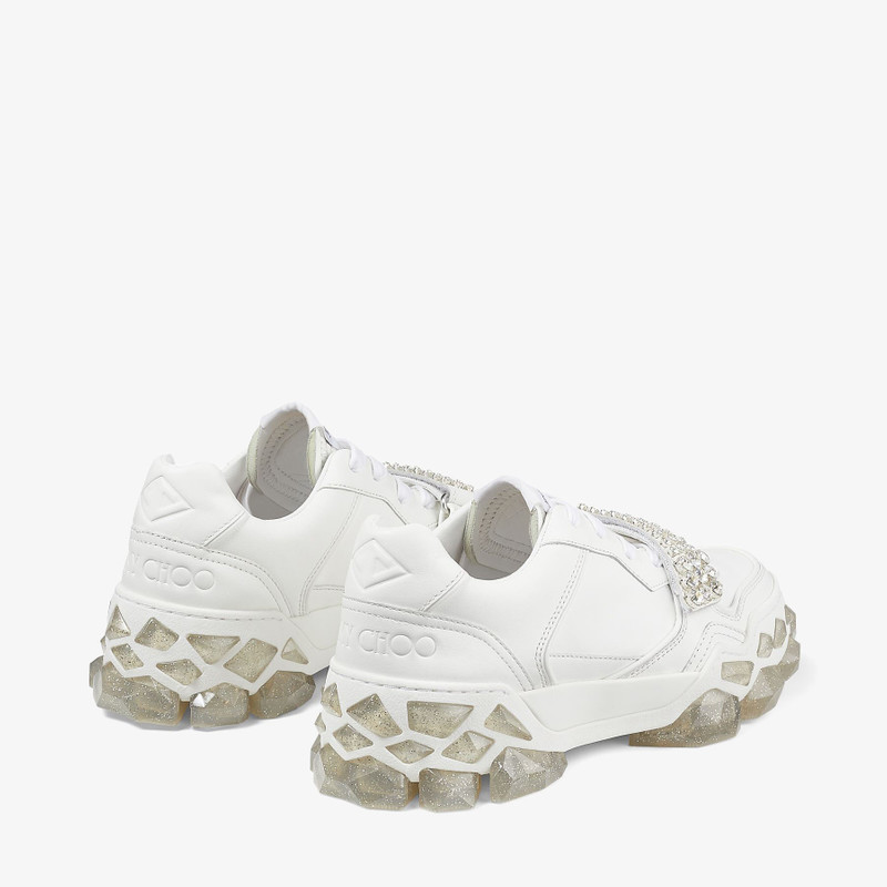 Diamond X Strap/F
White Calf Leather Low Top Trainers with Crystal Strap 5