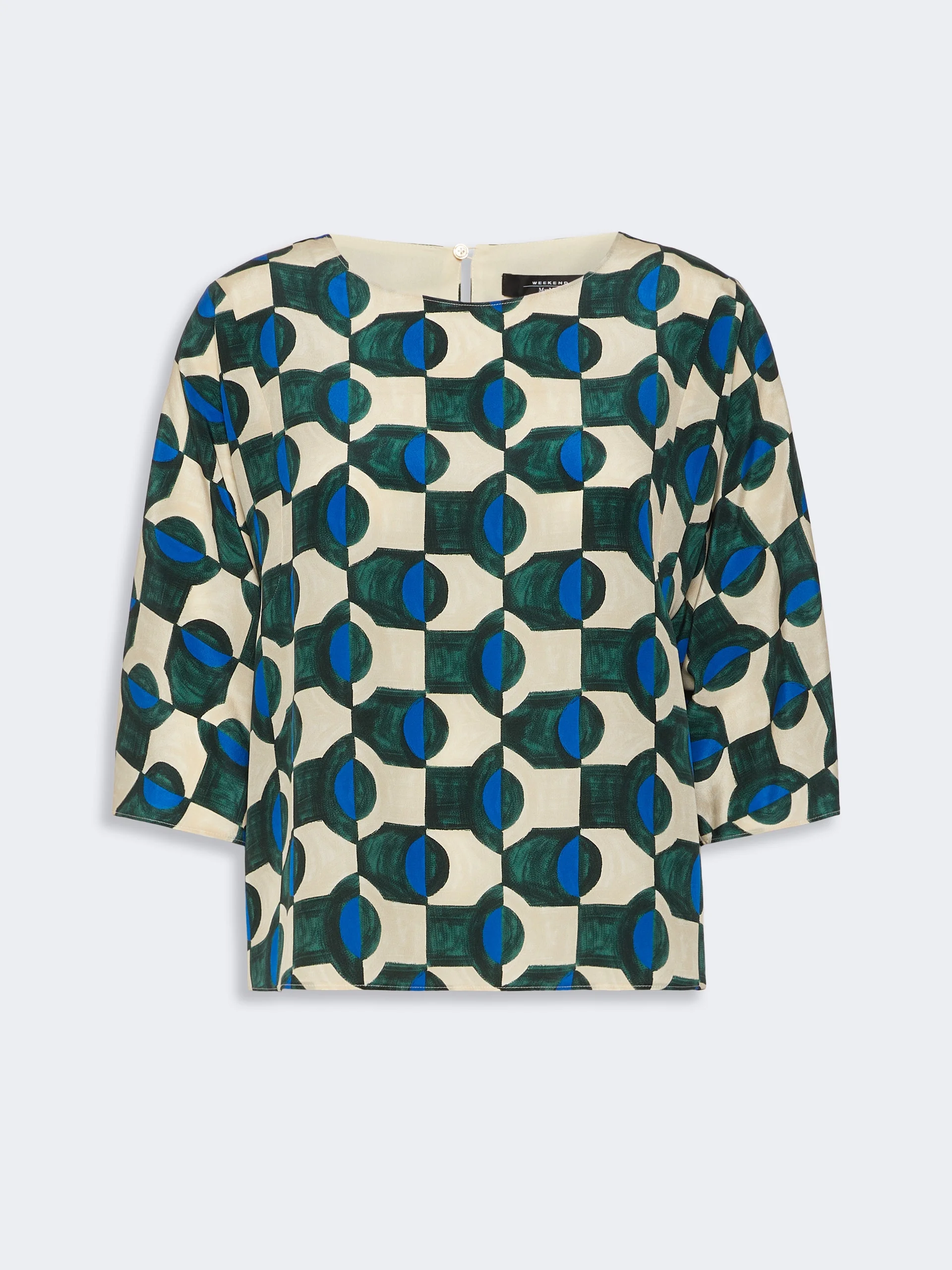 ADONE Printed silk crepe de chine blouse - DARK GREEN - 1