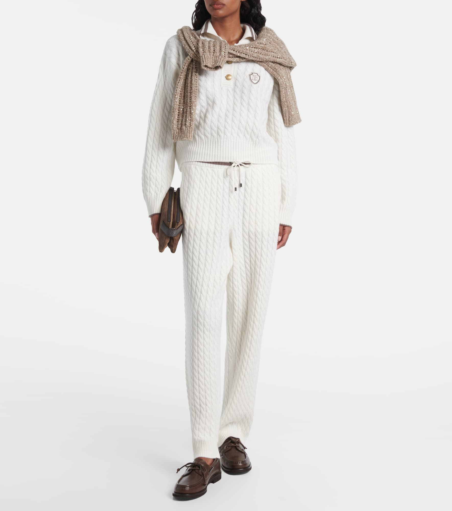 Logo cable-knit cashmere polo sweater - 2