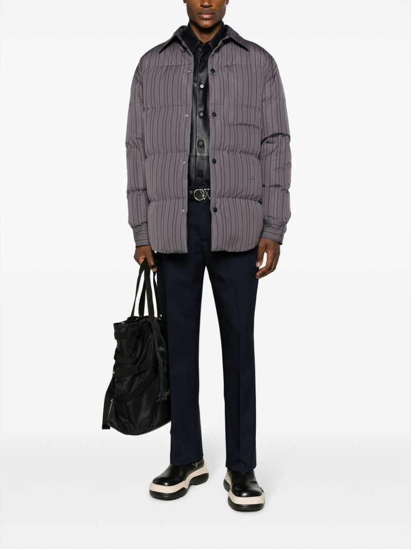Off-White logo-embroidered striped puffer jacket outlook