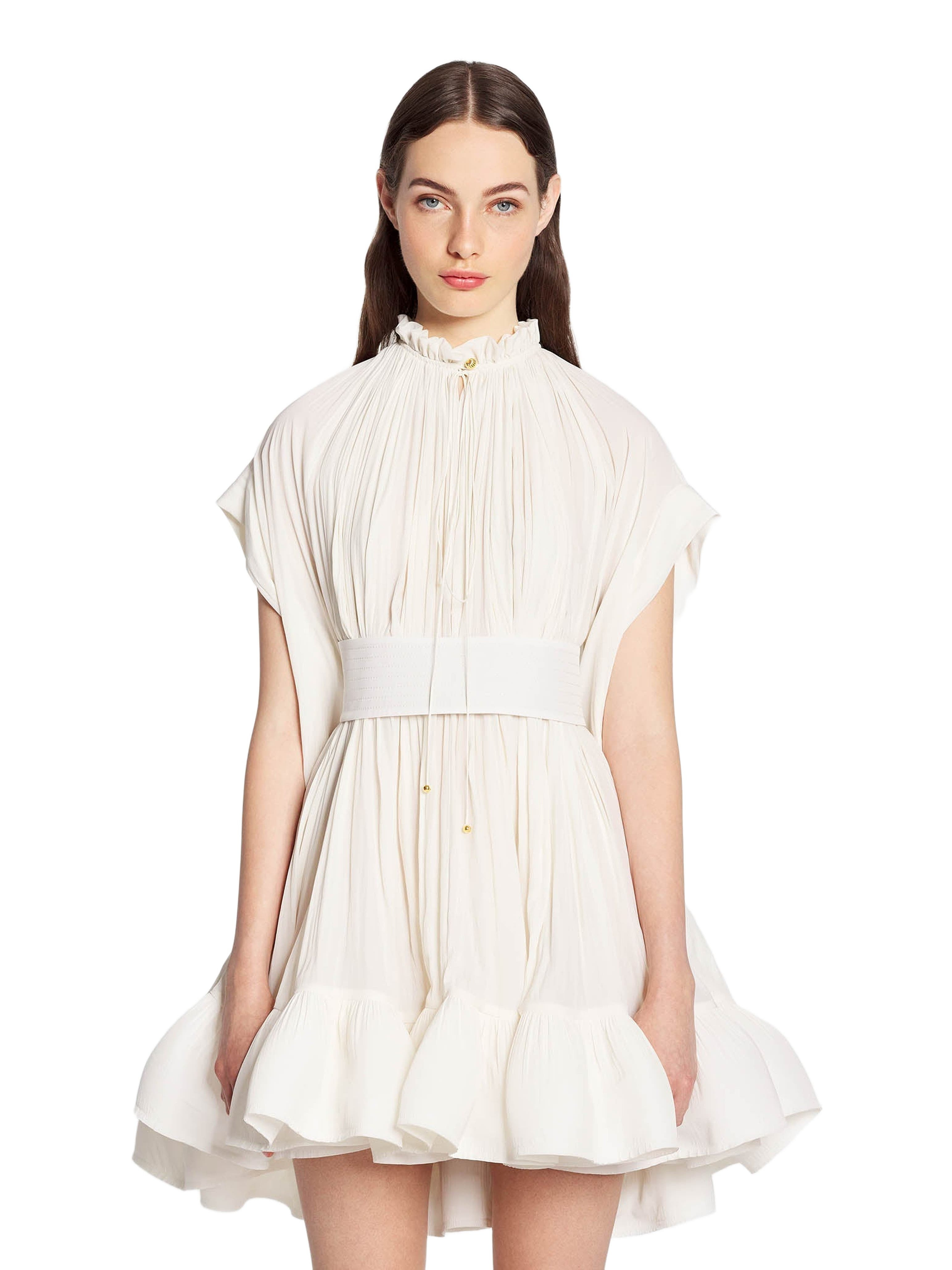Lanvin Short Charmeuse Dress in Off White at Nordstrom - 9
