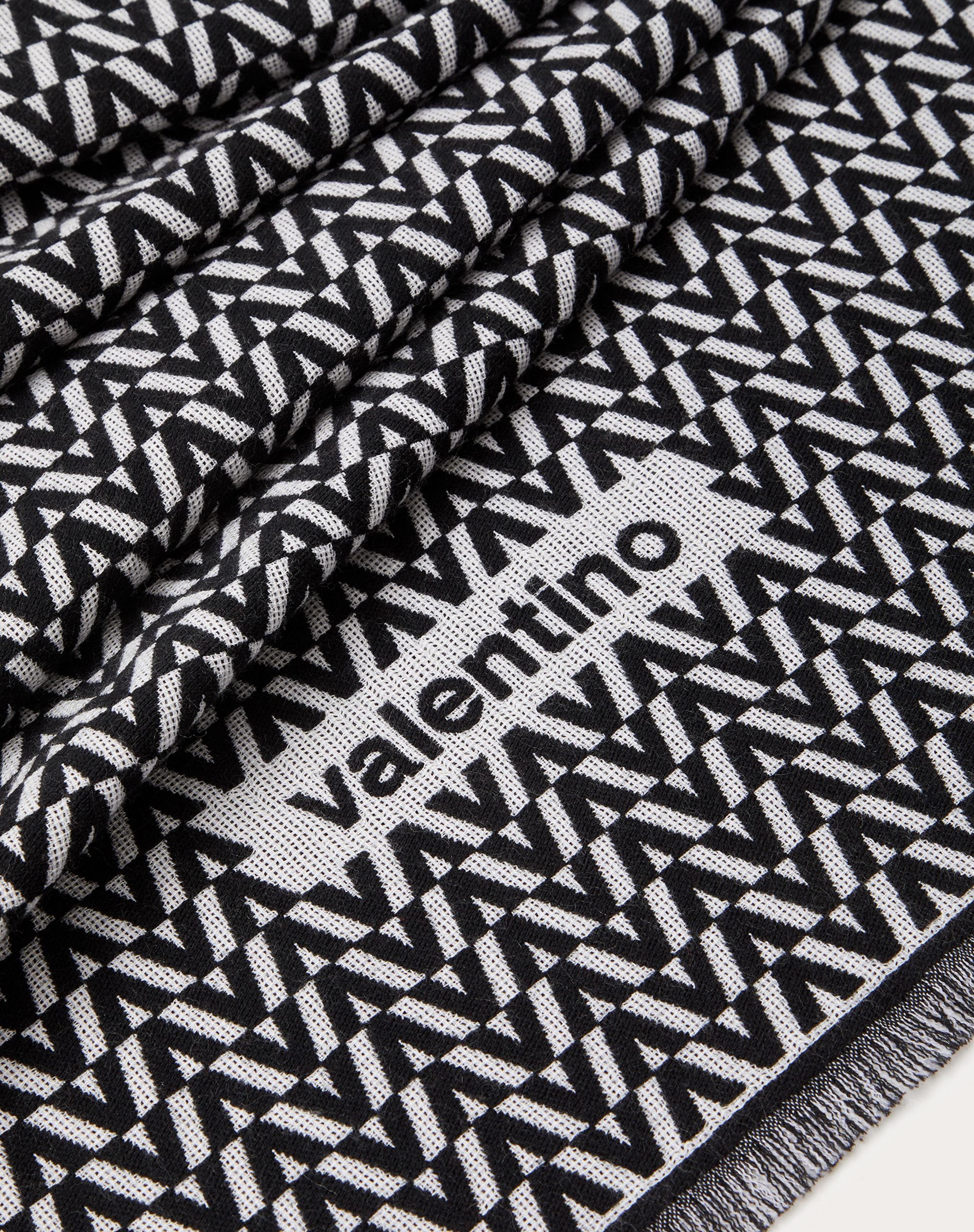 Optical Valentino Jacquard Stole in wool, cashmere and silk 75x200 cm - 2