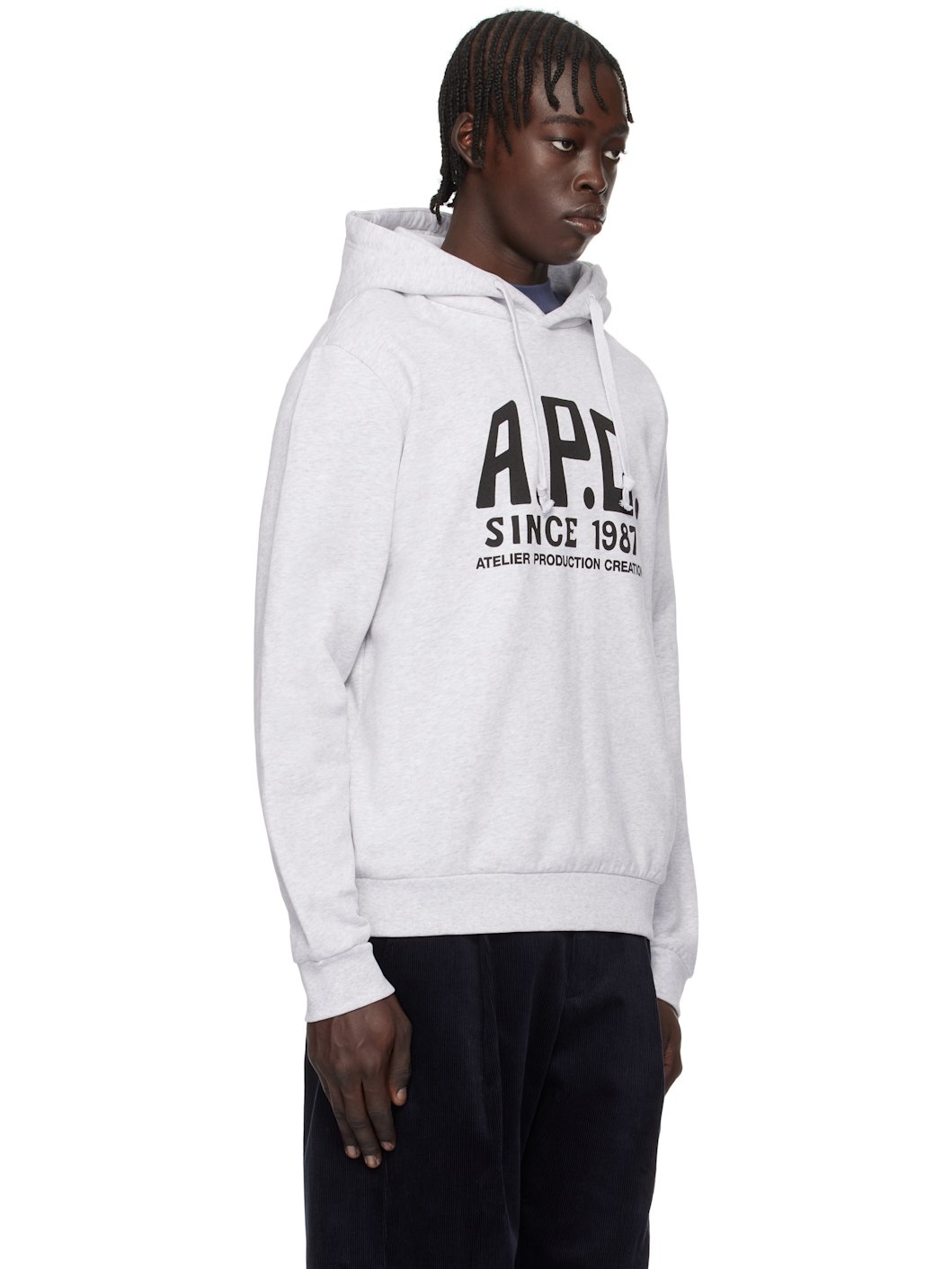 Gray Print Label Hoodie - 2