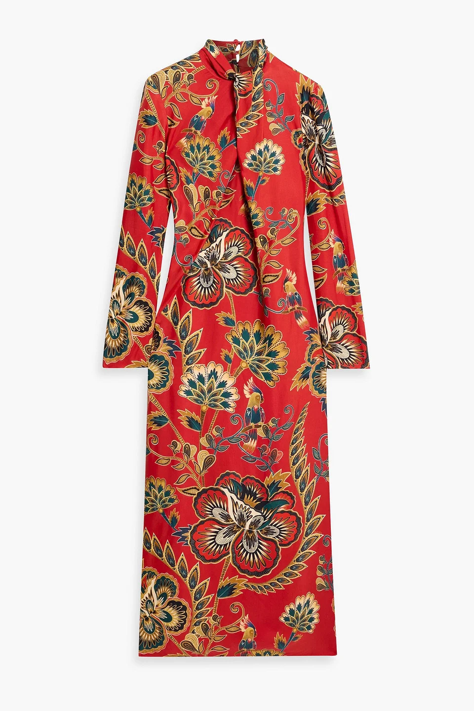 Cutout floral-print jersey midi dress - 1