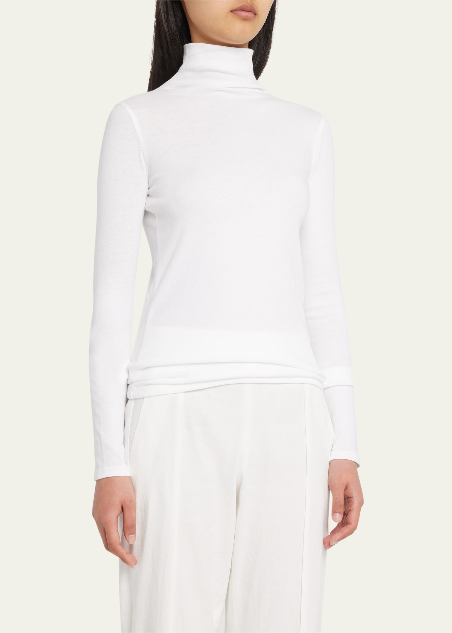 Essential Long-Sleeve Cotton Turtleneck Top - 4