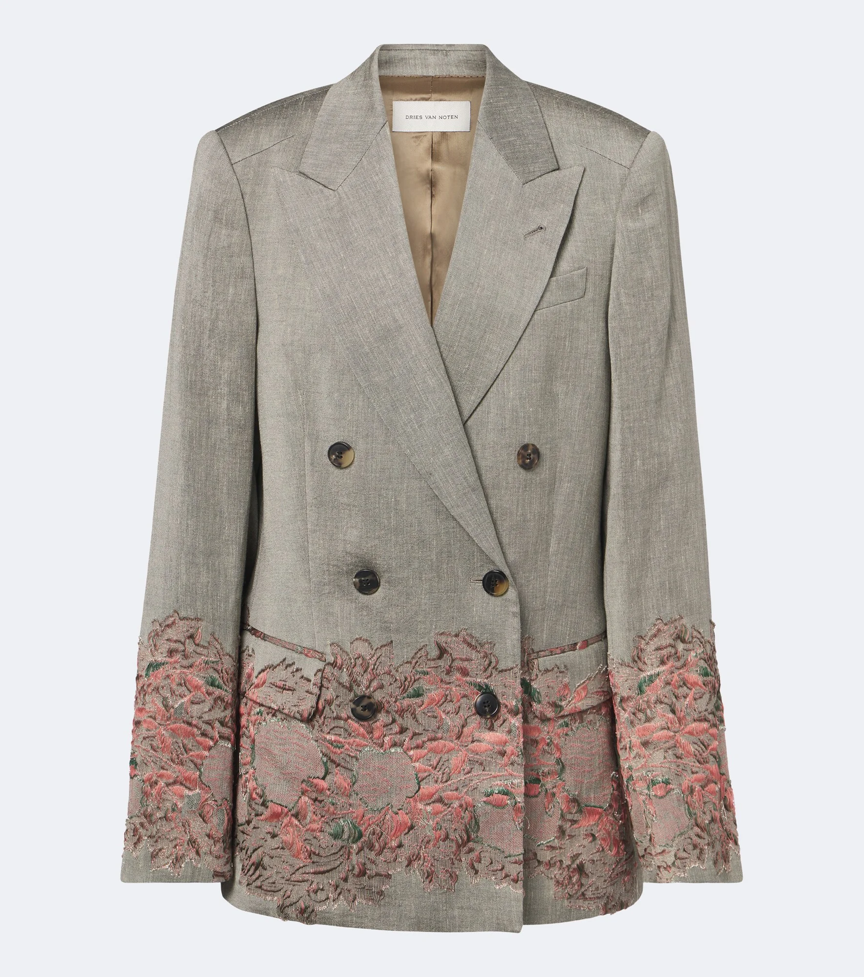 Embroidered linen and cotton-blend blazer - 1