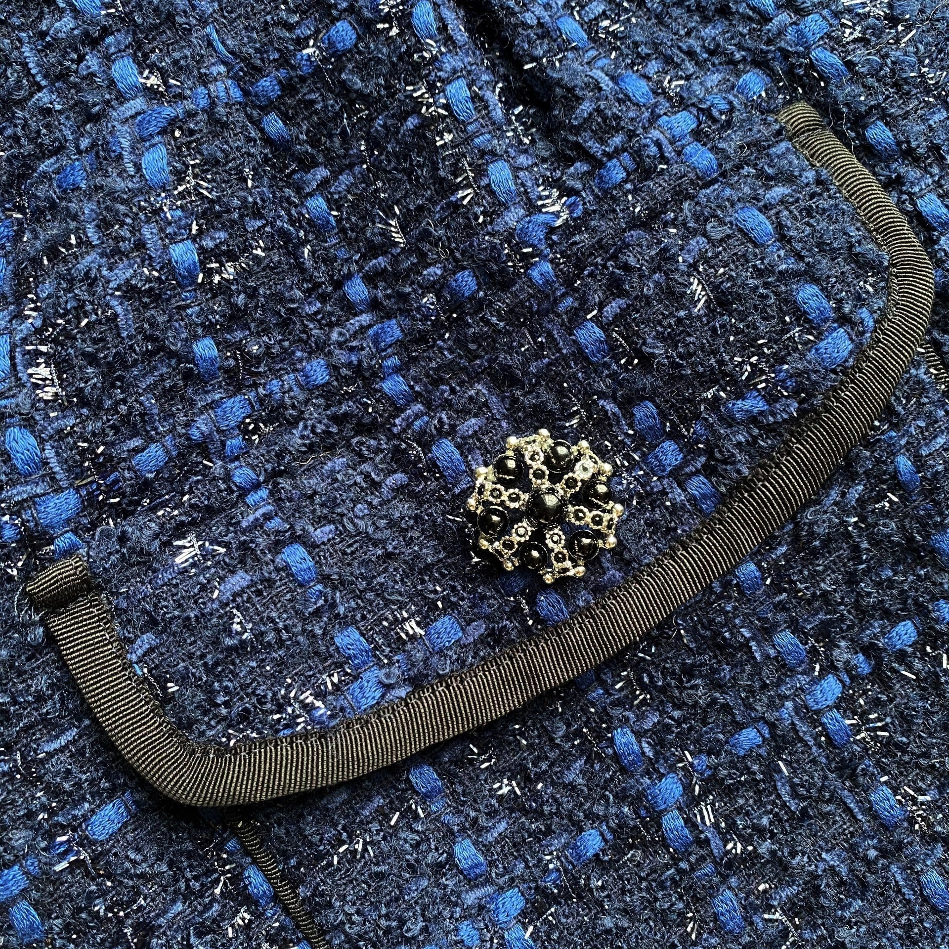 Navy Metallic Bouclé Jacket - 6