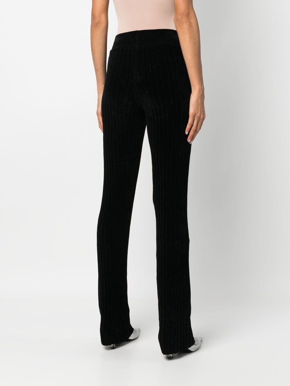 high-waisted ribbed straight trousers - 4