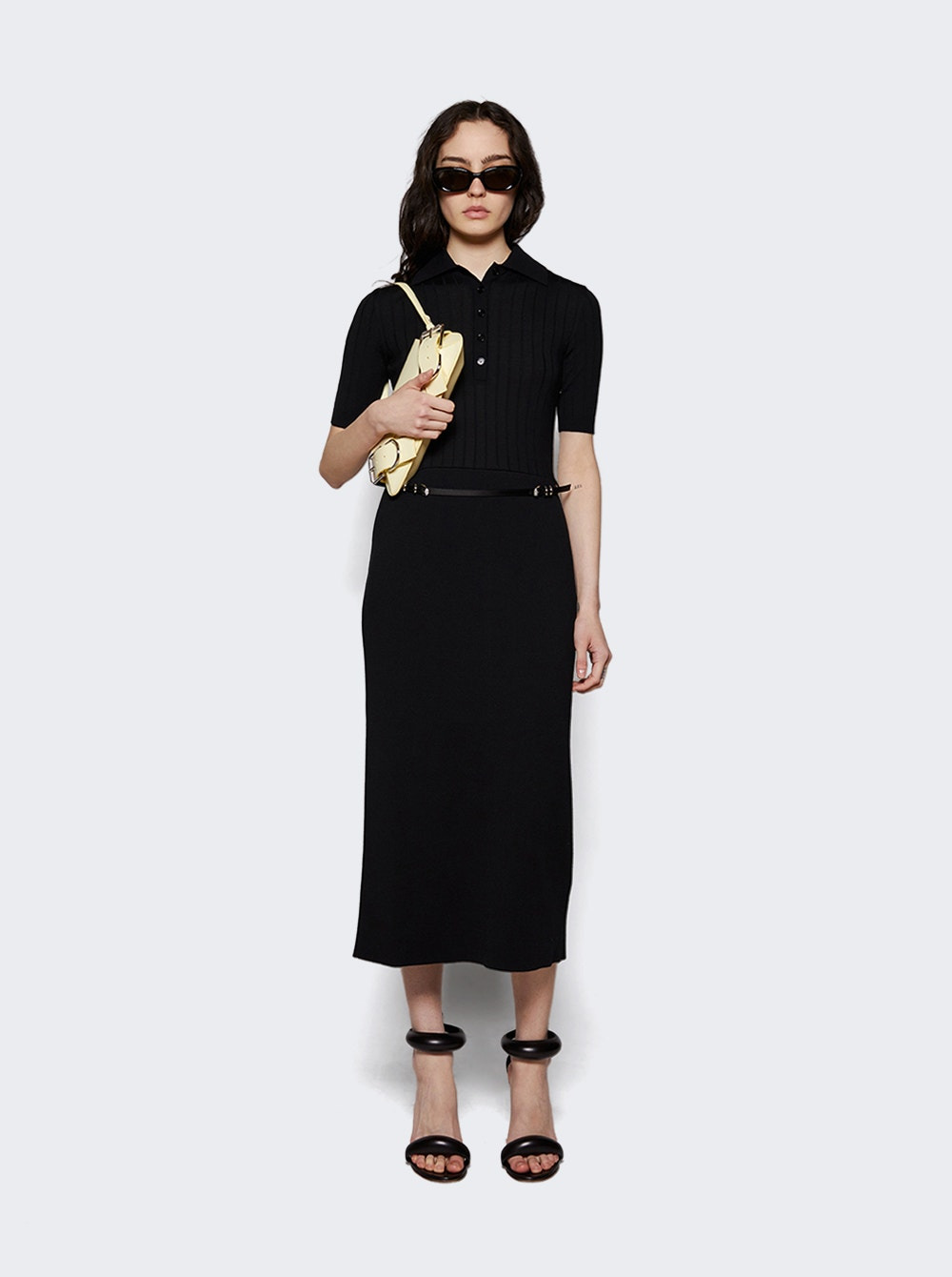 Voyou Knitted Polo Dress Black - 2
