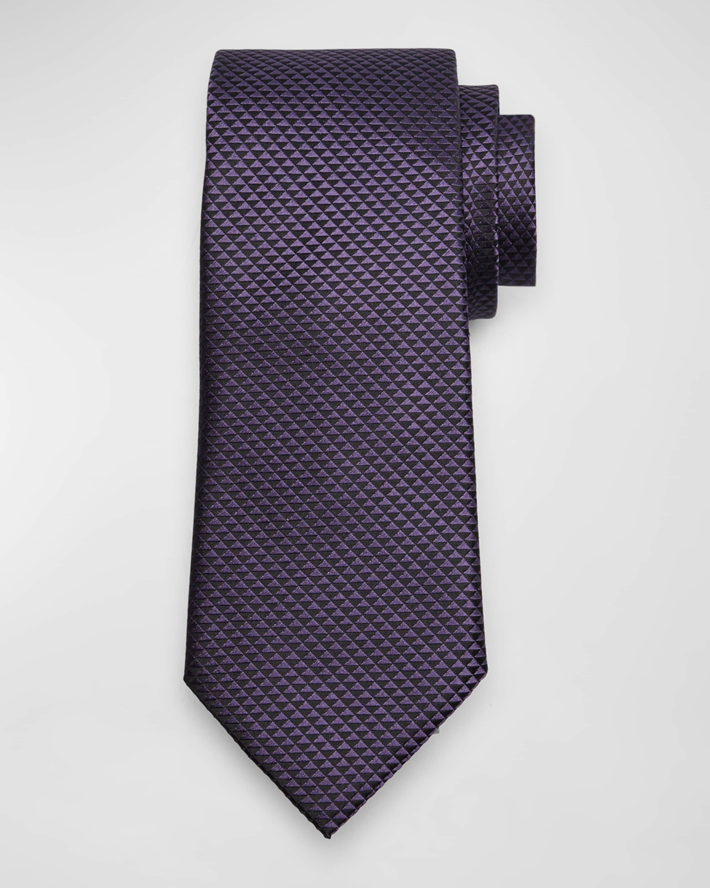 Men's Woven Triangle Silk Tie - 1