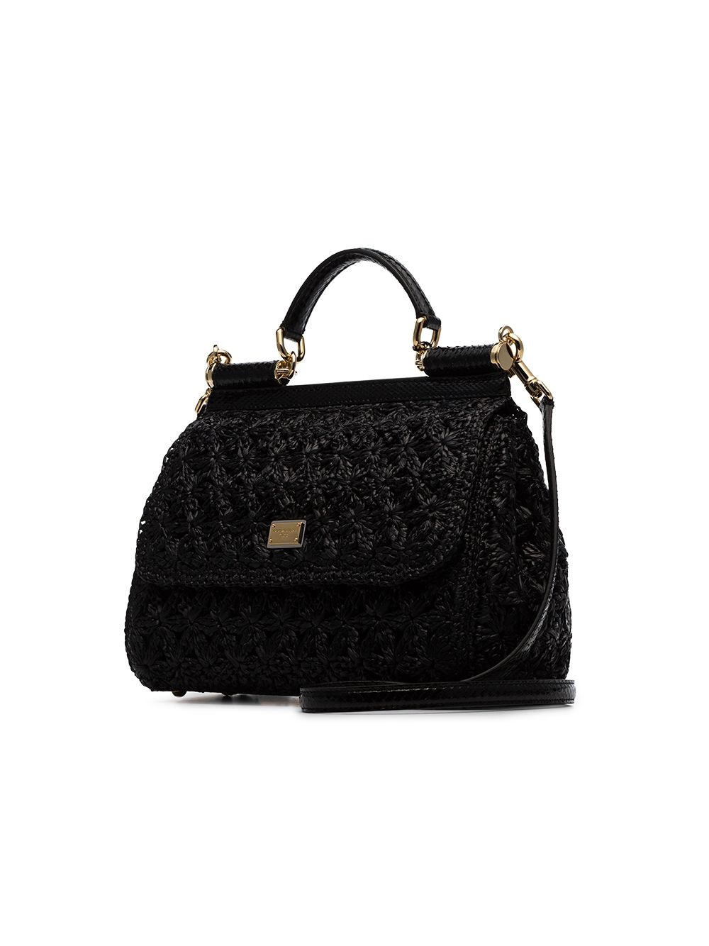 black Sicily raffia tote bag - 4