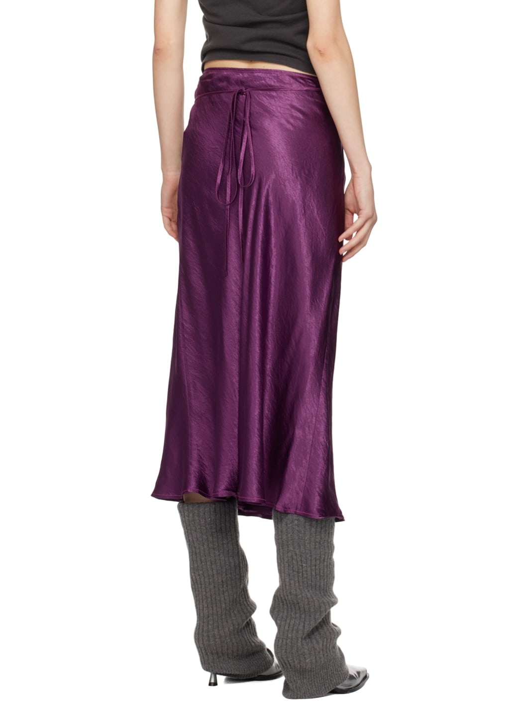 Purple Wrap Midi Skirt - 3