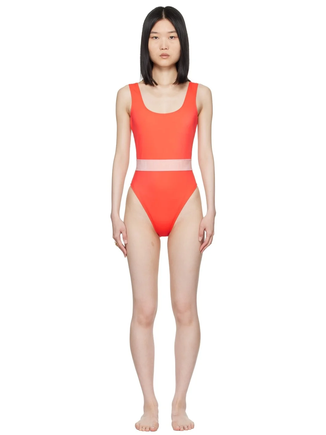Orange Greca Border One-Piece Swimsuit - 1