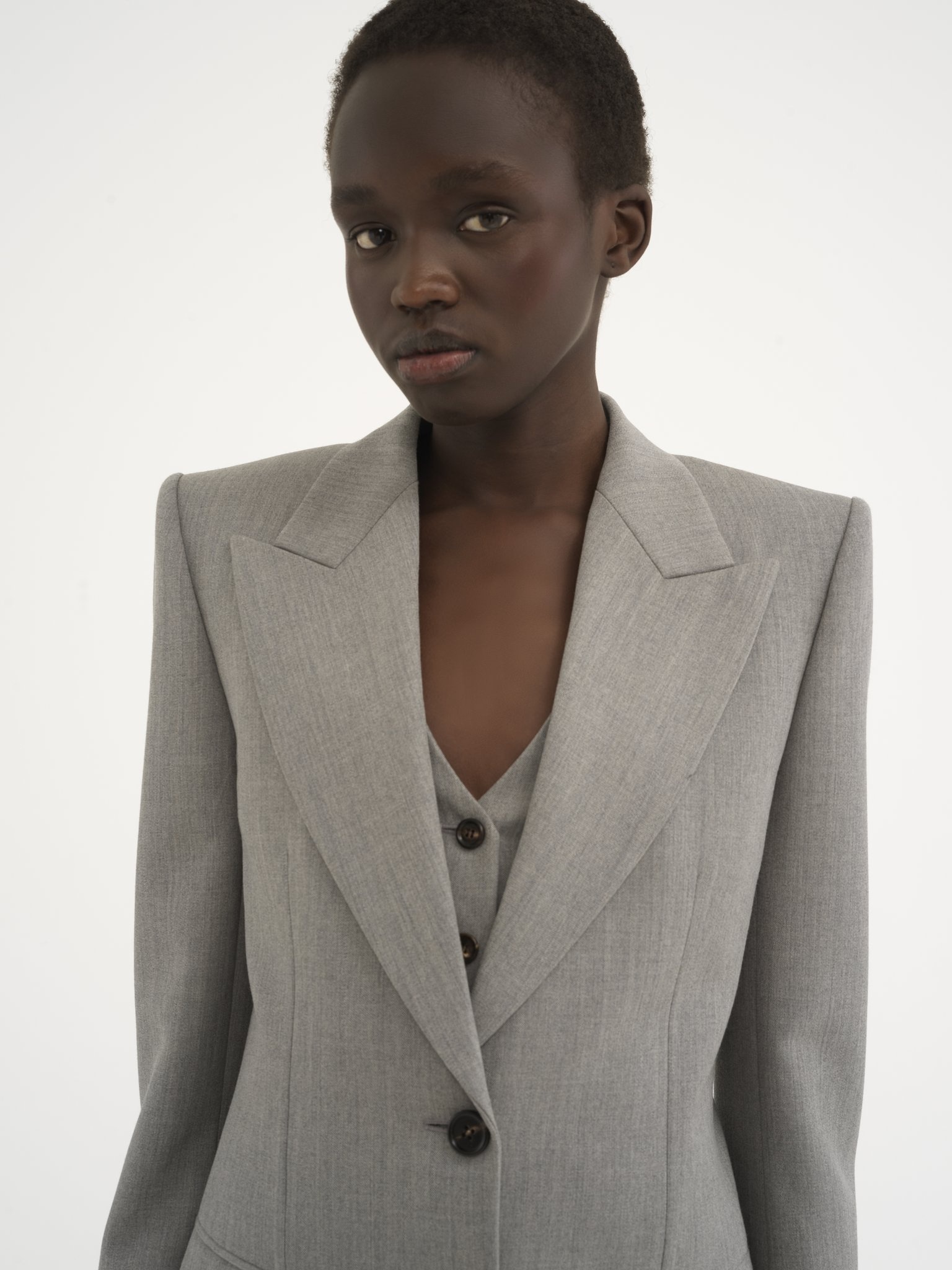 TAILORED JACKET IN WOOL GRAIN DE POUDRE - 6