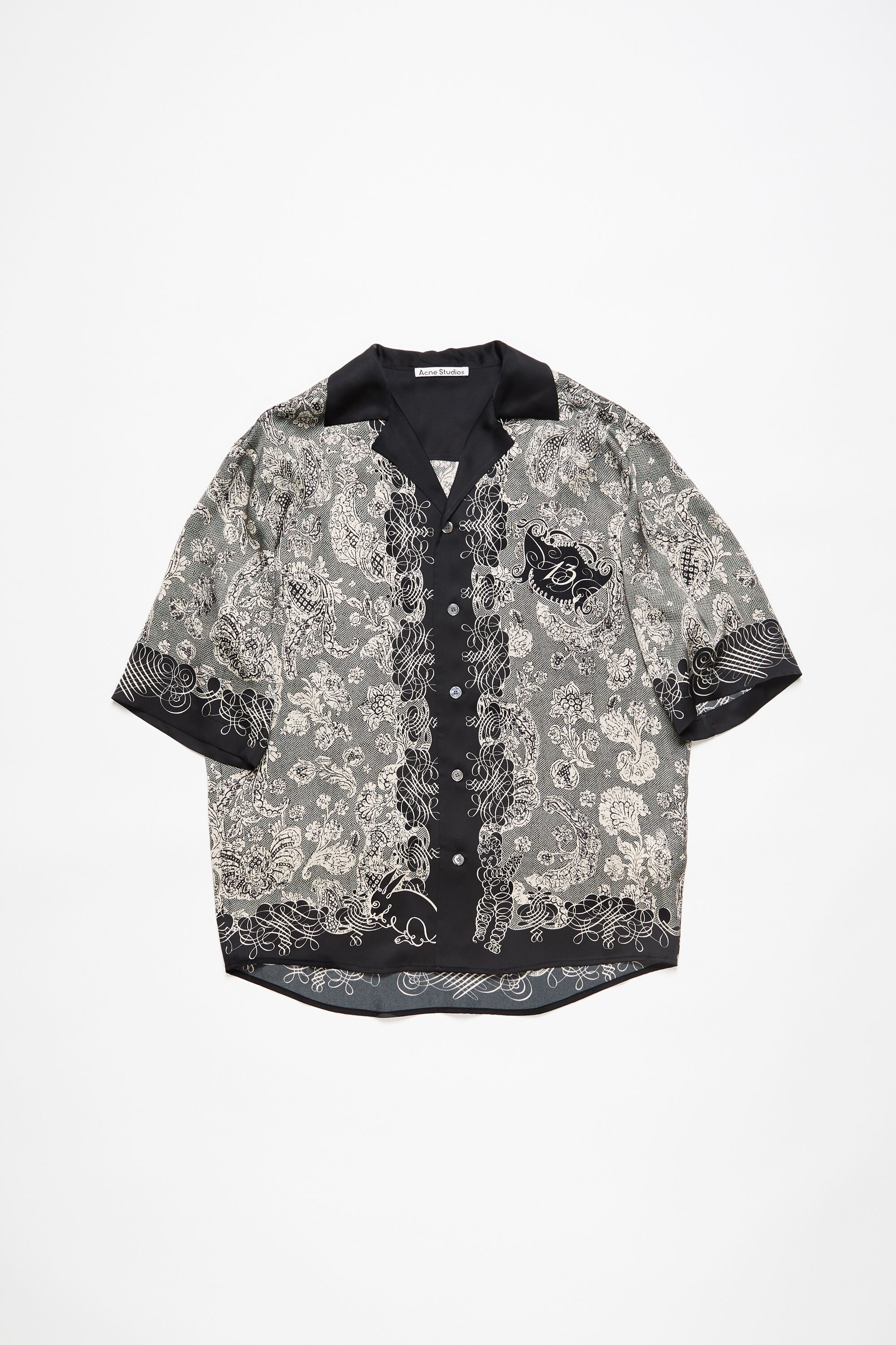 Print button-up shirt - Black/Ecru - 6