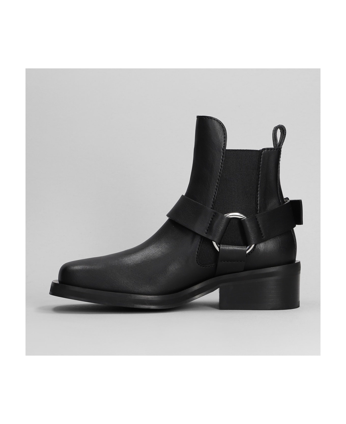 High Heels Ankle Boots In Black Leather - 3