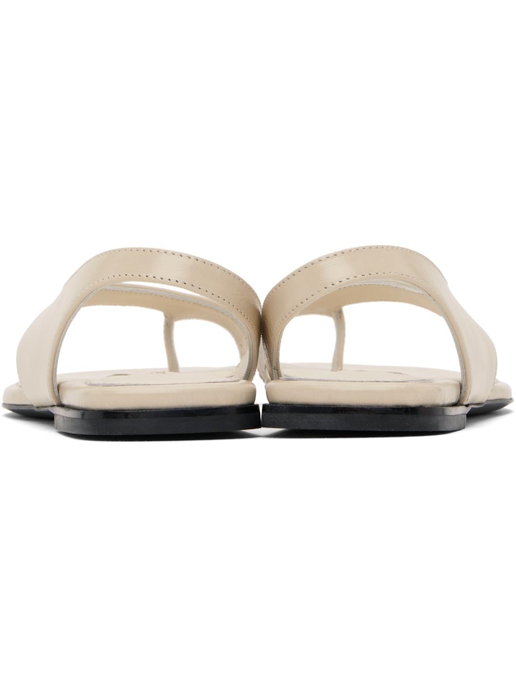 Beige Naplack Leather Thong Sandals - 2