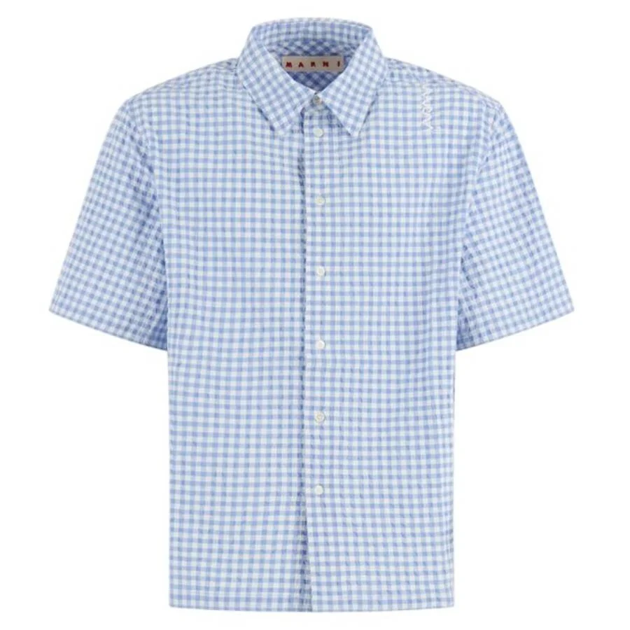 Marni Seersucker Short-Sleeved Checked Shirt - 1