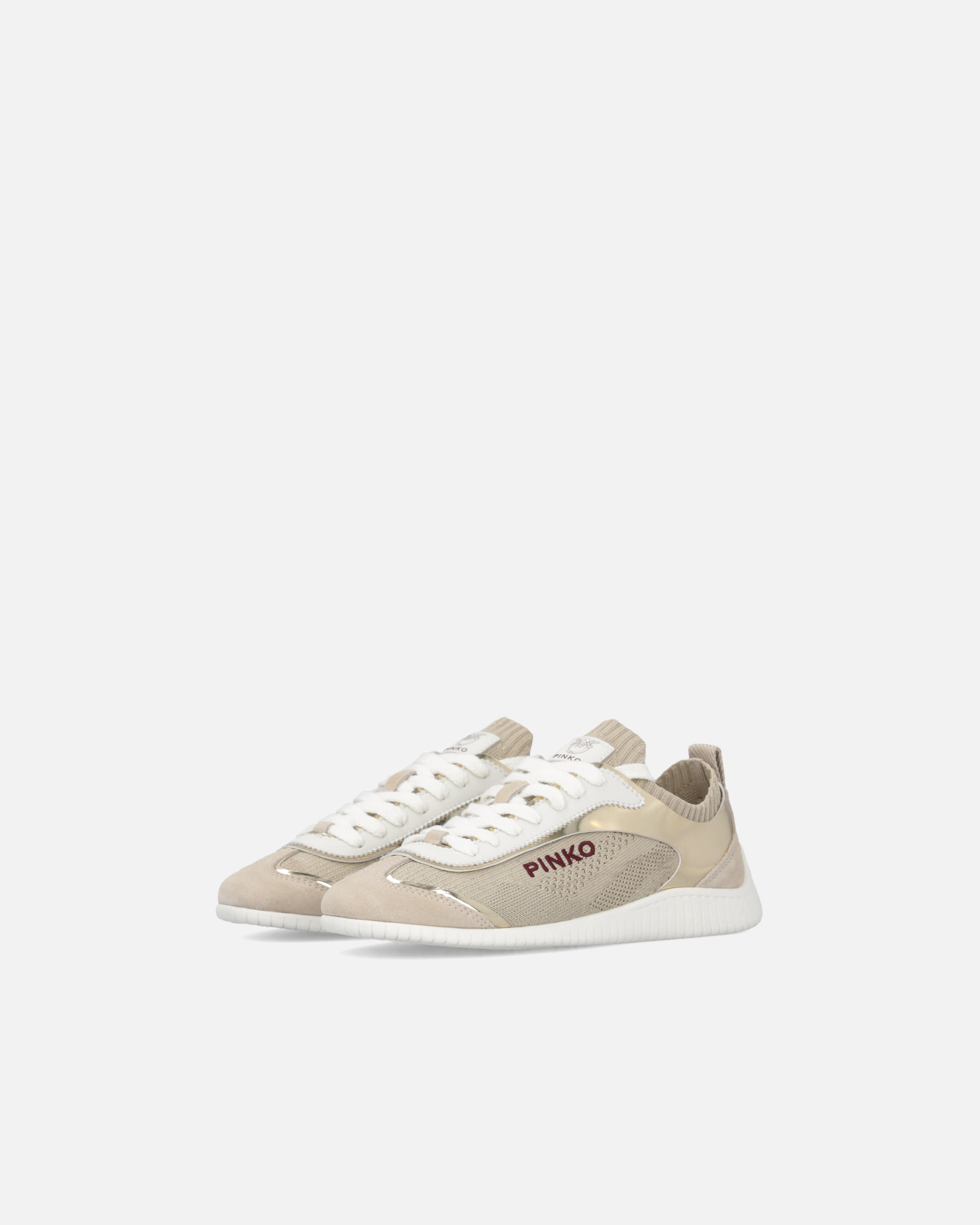 KNIT LOW-TOP SNEAKERS WITH MIRROR-FINISH INSERTS - 6