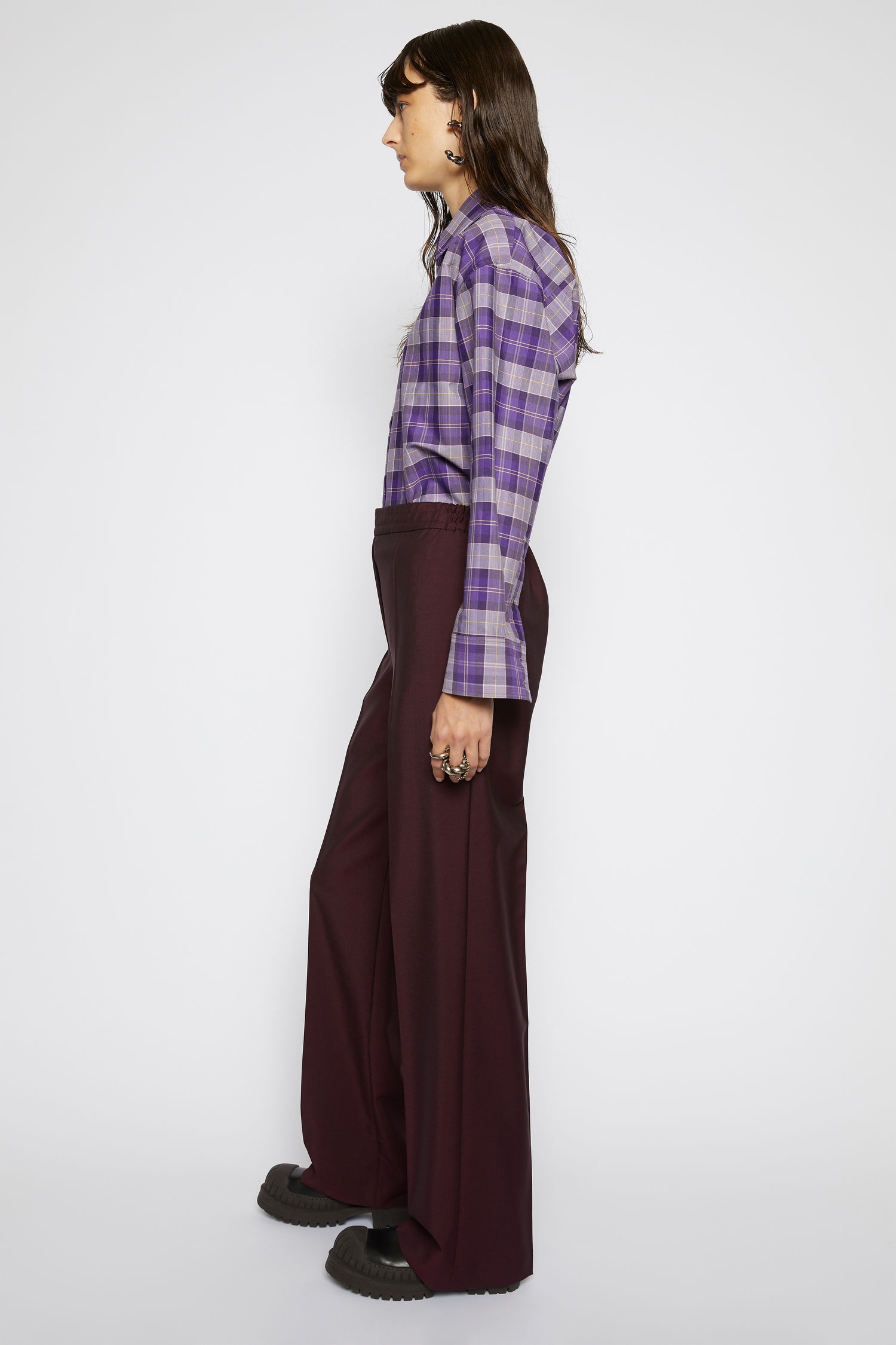 Elasticated-waist trousers aubergine/black - 3