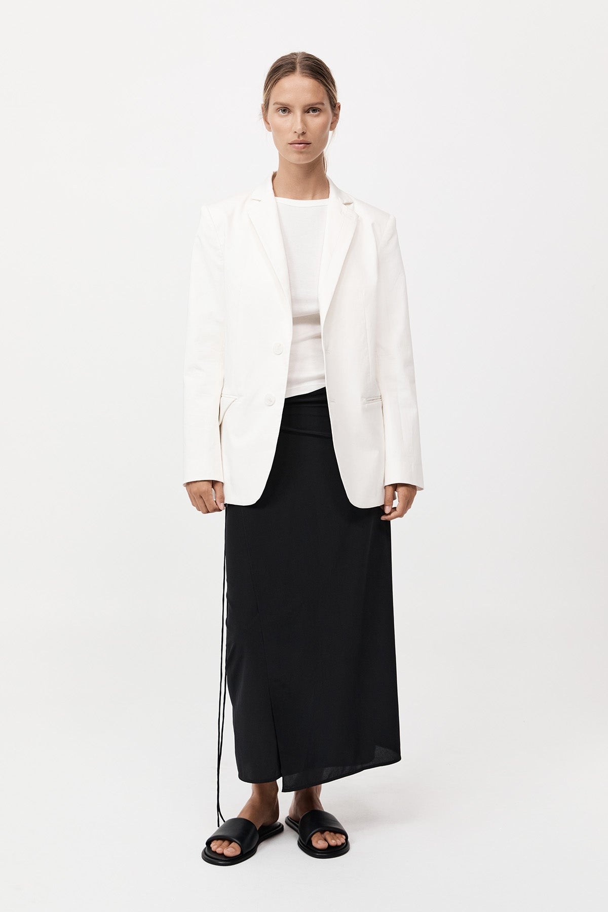 Silk Wrap Tie Skirt - Black - 5