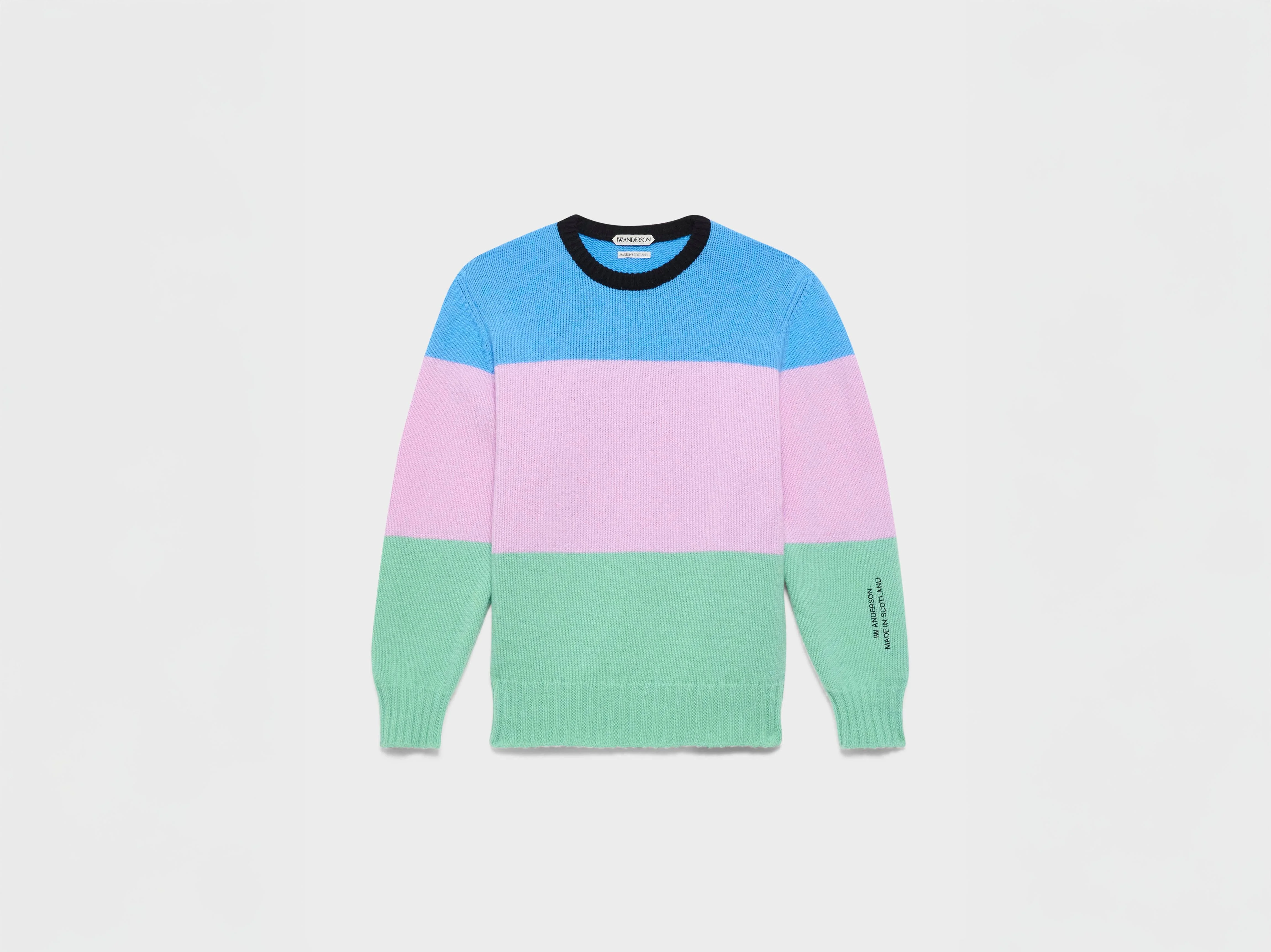 WOMENS KNITTED STRIPE JUMPER IN CORNFLOWER BLUE - 1