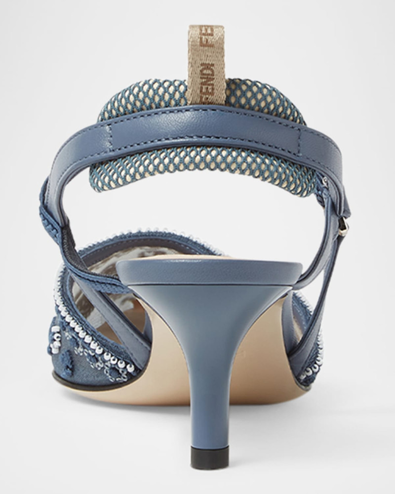 Colibri Embroidered Mesh Sporty Slingback Pumps 3
