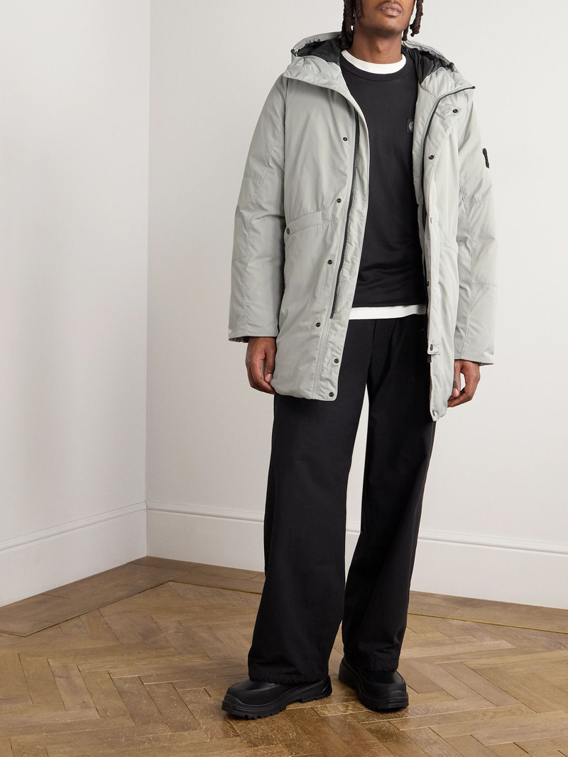 Stone Island Logo-Appliquéd Micro Twill Hooded Down Parka Gray outlook