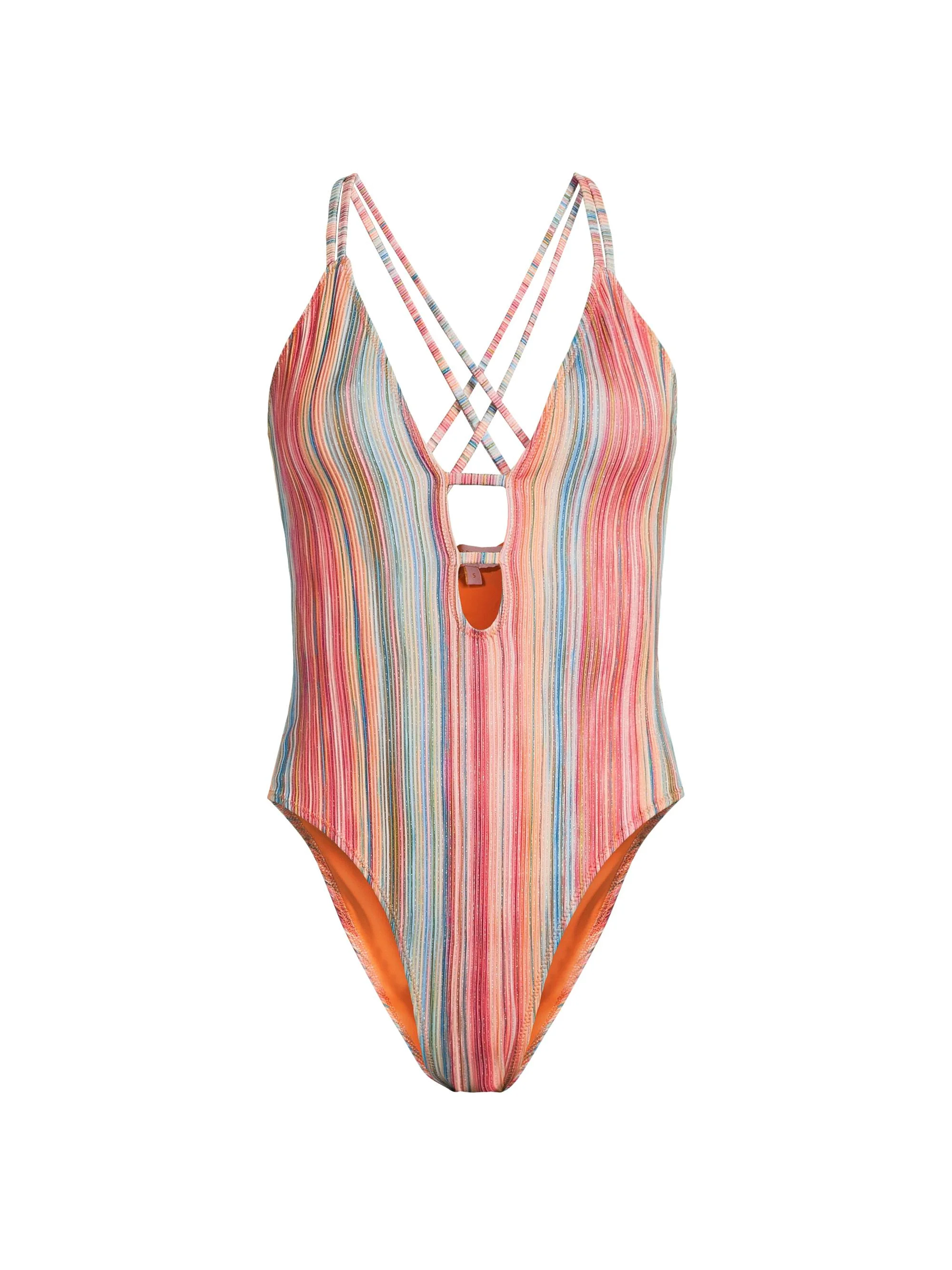 Women's Marina Striped One-Piece Swimsuit - Vivid Orange Stripe - 1