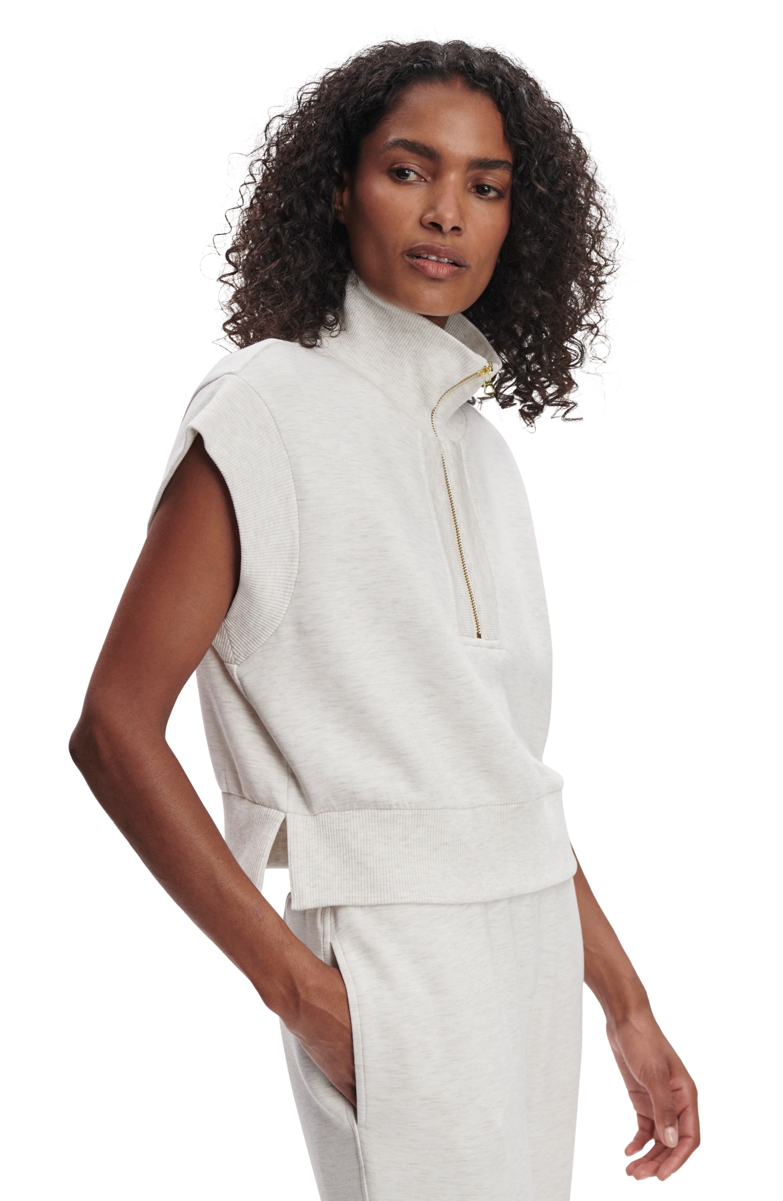 Varley Kelly Half Zip Sweatshirt in Ivory Marl at Nordstrom - 8