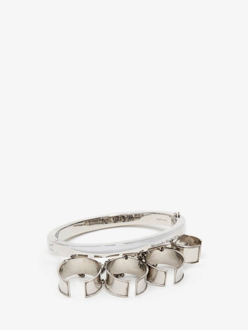 Women's Four Ring Hand Jewel Piece in Antique Silver - 5