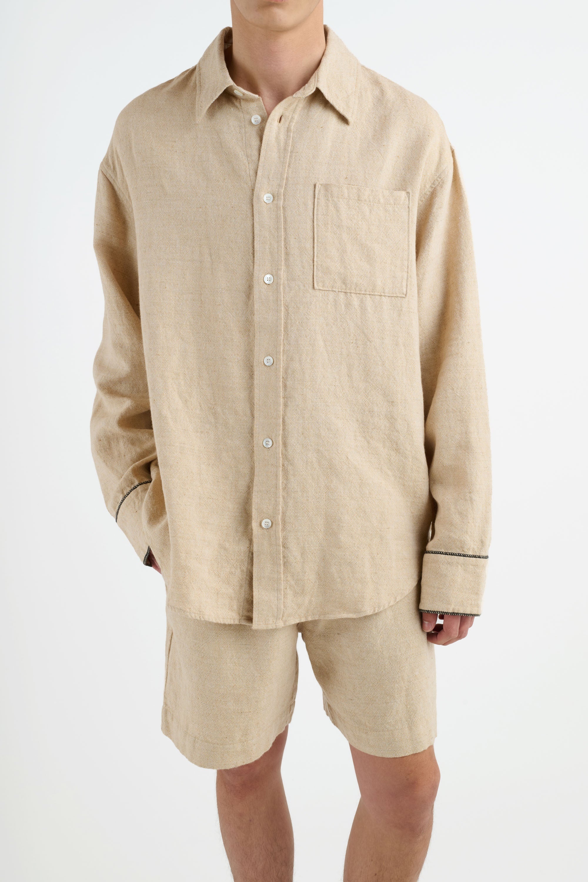 CHAMBRAY BUTTON-UP SHIRT - 3