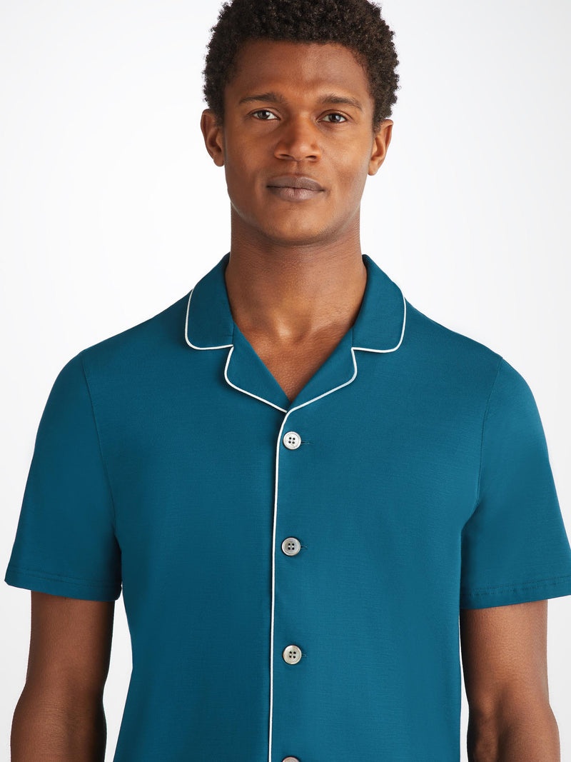 Men's Short Pajamas Basel Micro Modal Stretch Poseidon Blue - 5