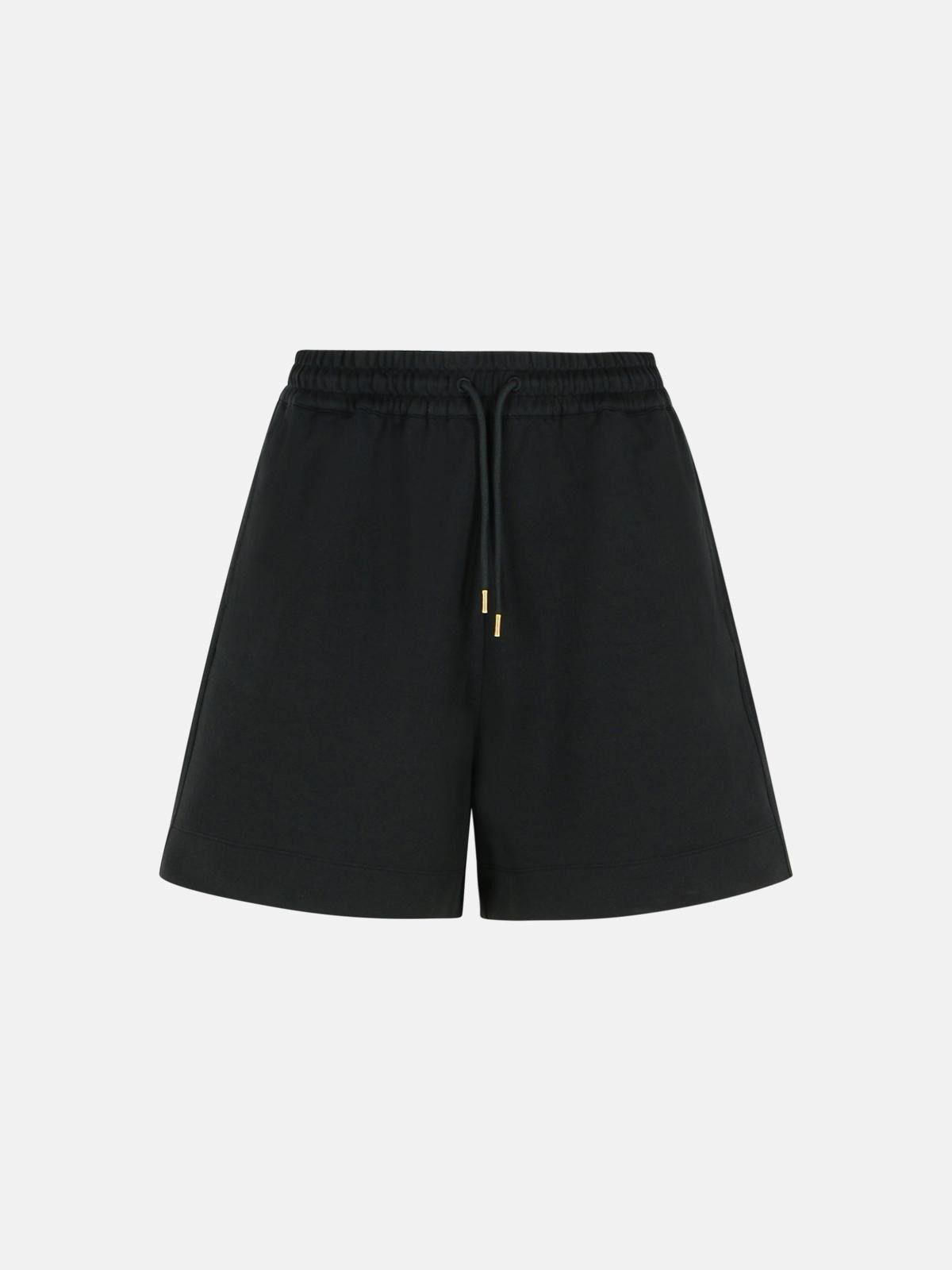 BLACK COTTON SHORTS - 1