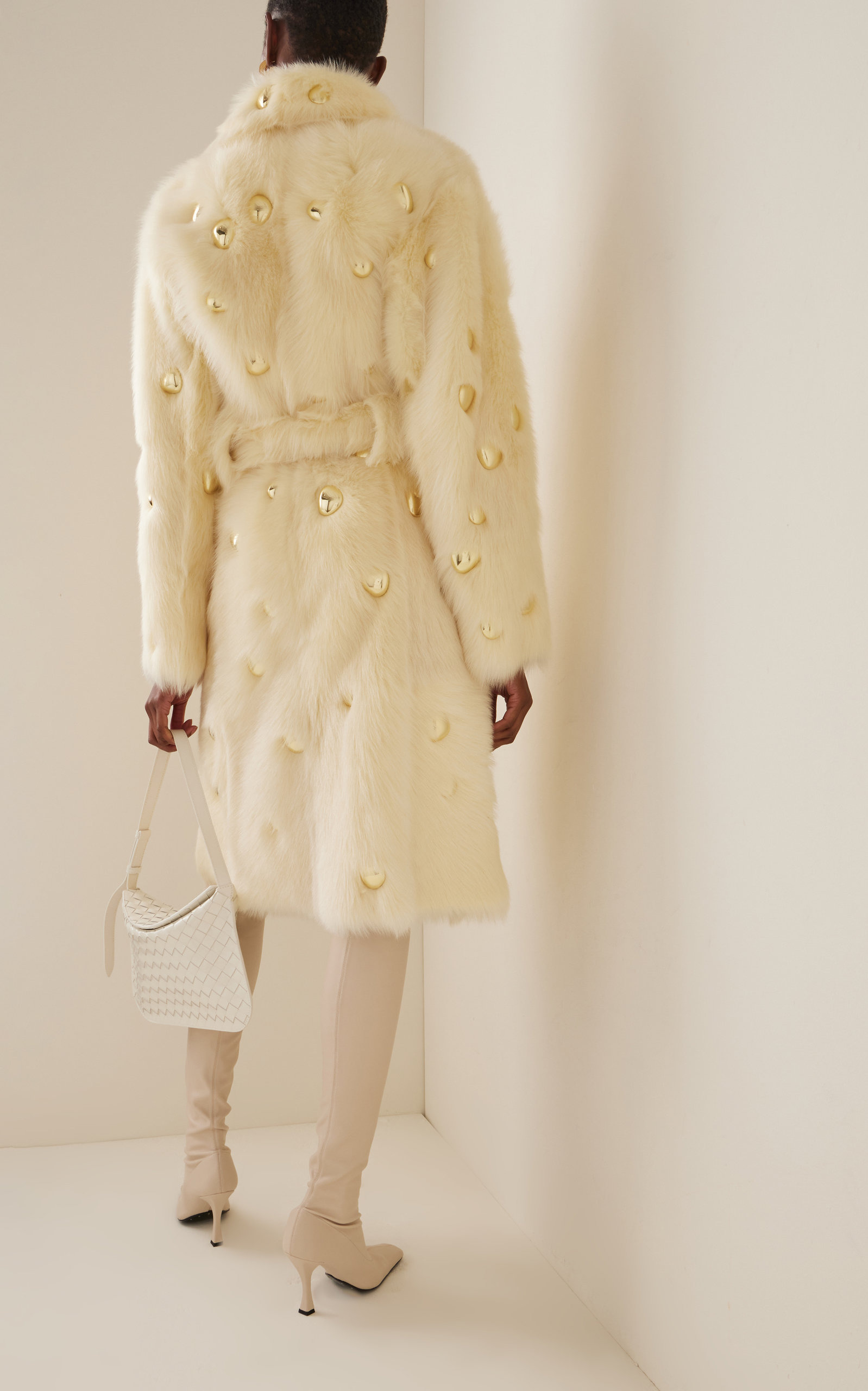 Embellished Shearling Coat neutral - 4