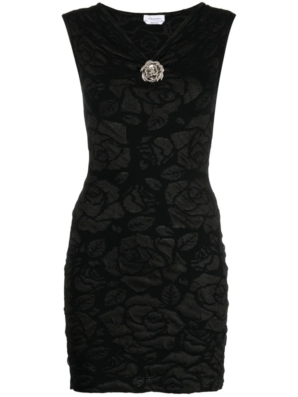 patterned-jacquard V-neck dress - 1