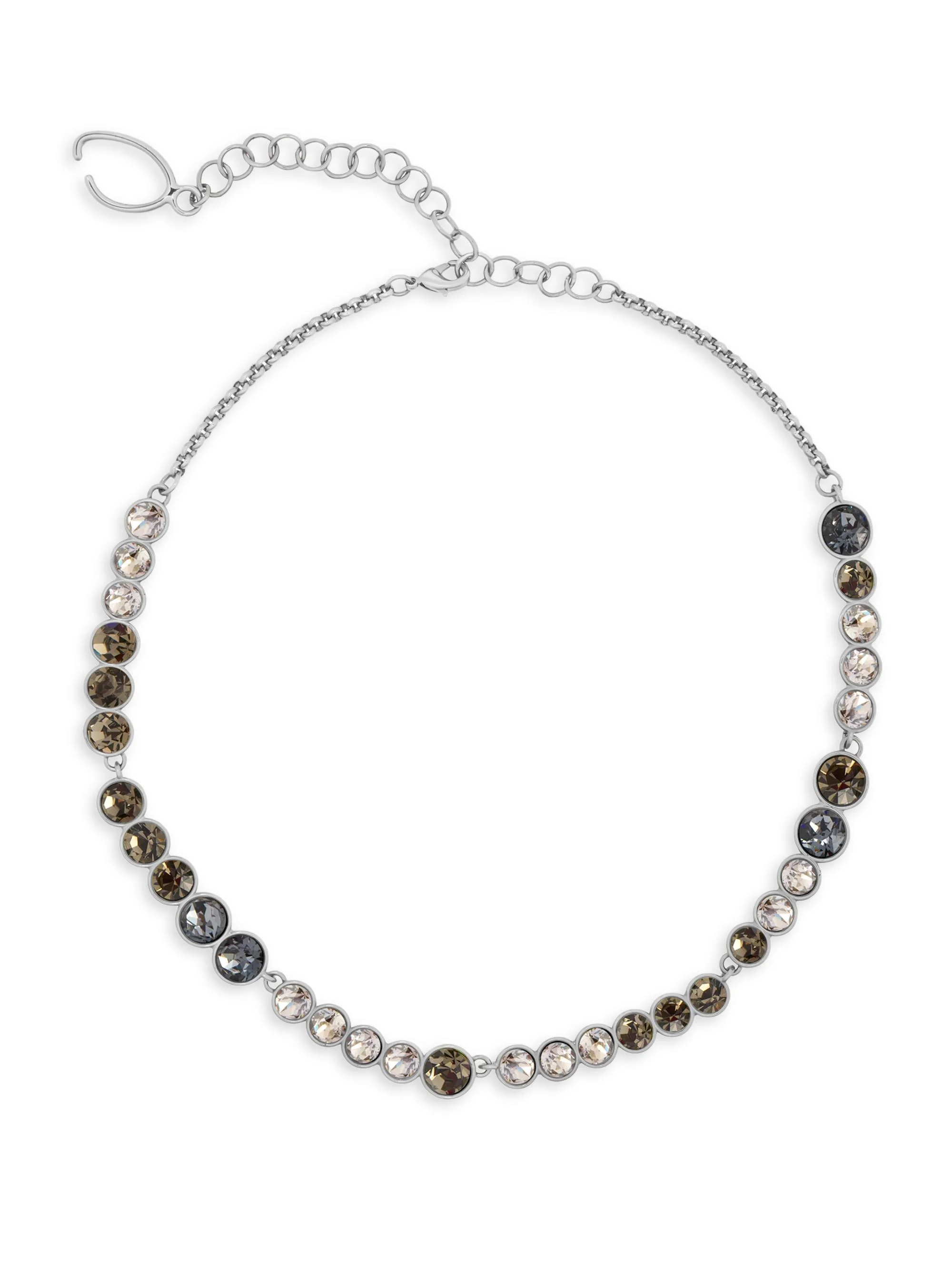 Women's Cascade Silvertone & Glass Crystal Necklace - Black Diamond - 1
