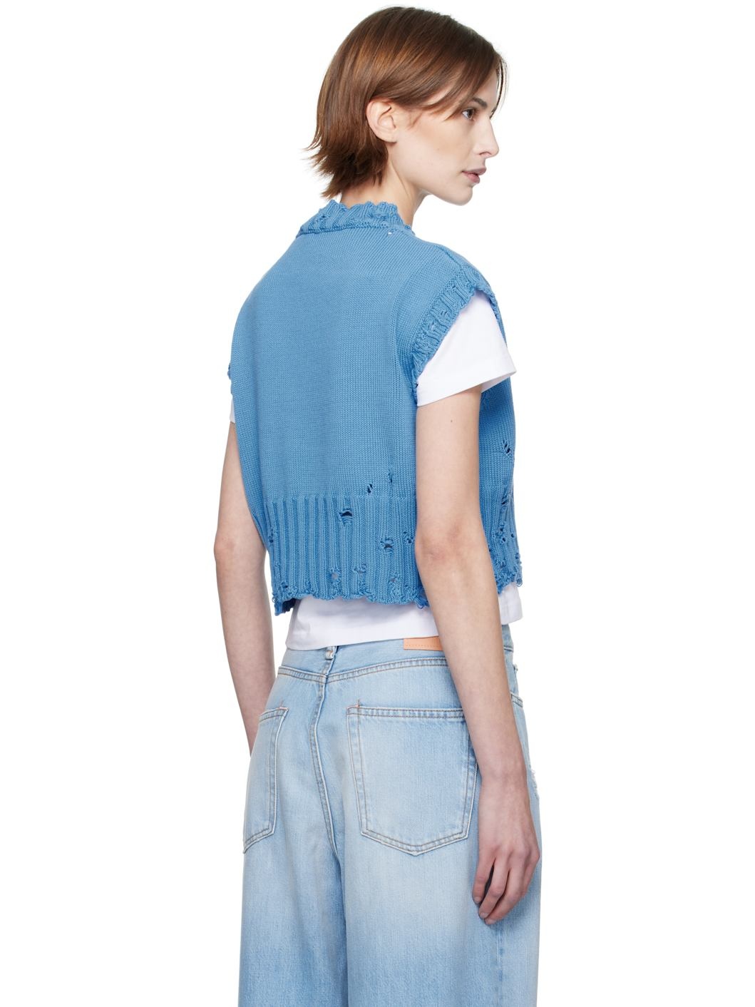 Cotton Sleeveless Crewneck Sweater - 3