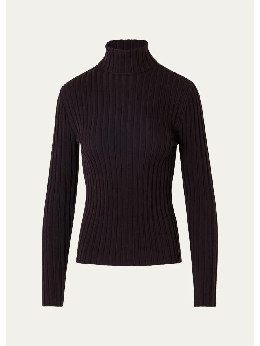 Wool Knit Turtleneck Sweater - 1
