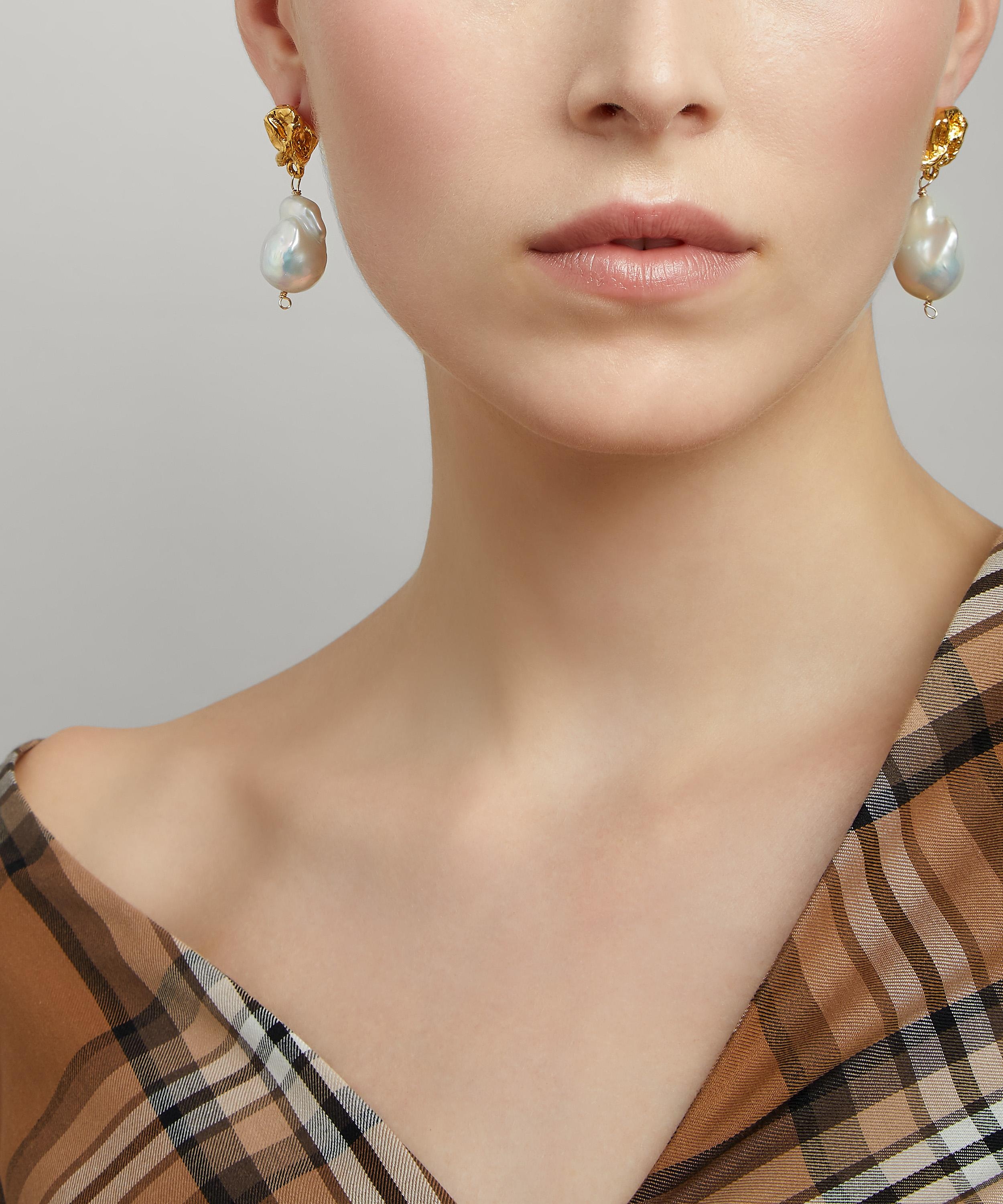 Gold-Plated The Fragment of Light Baroque Pearl Drop Earrings - 2