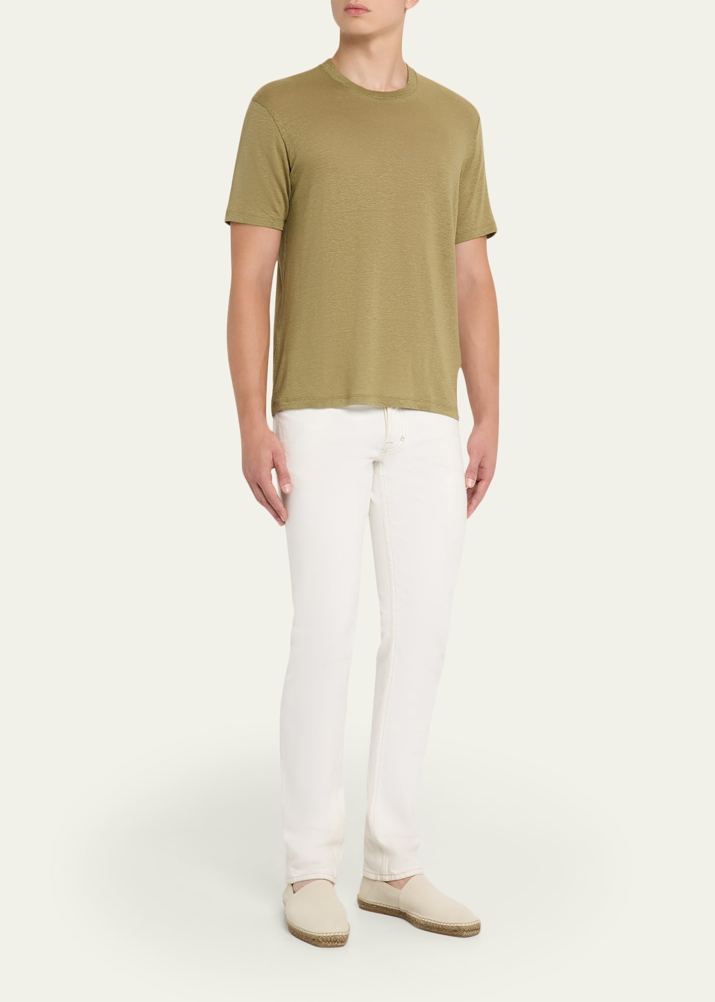 Men's Easy-Fit Stretch Linen Crewneck T-Shirt - 2