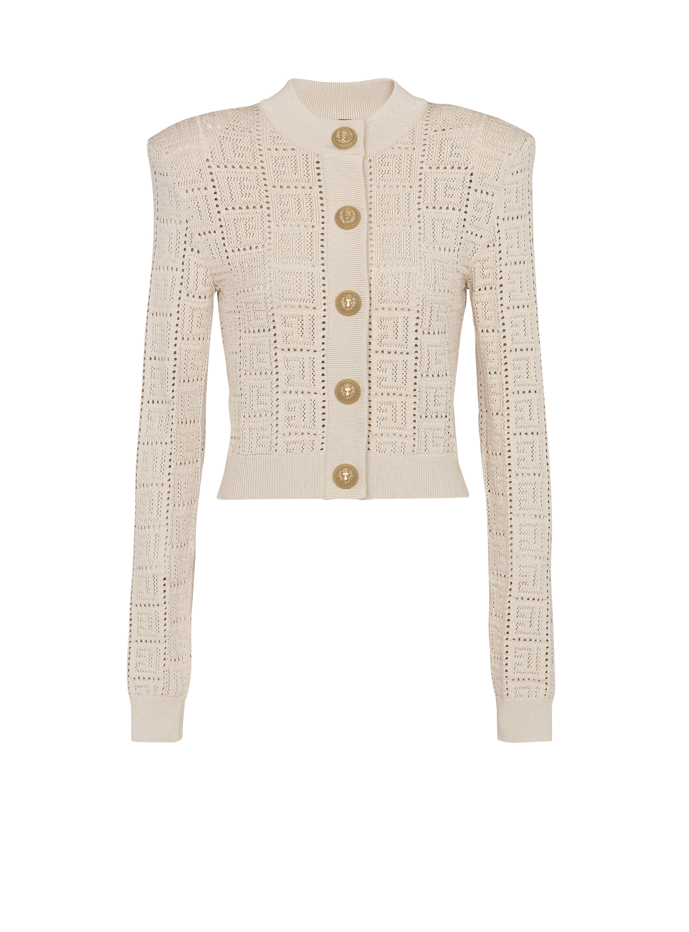 Monogrammed openwork knit cardigan - 1