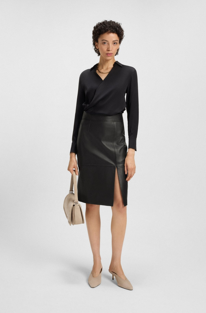 SLIM-FIT PENCIL SKIRT IN GRAINED LEATHER 3