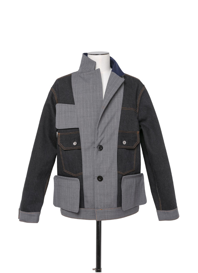 sacai★22AW Check Bonding Coat sacai Chalk Stripe Bonding Jacket | REVERSIBLE