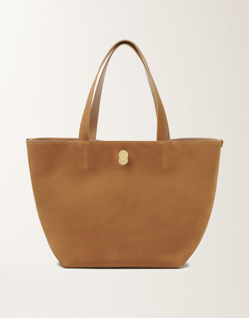 Medium Eclissi suede and wicker tote bag 1