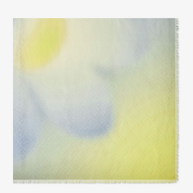 FF Shawl Yellow and blue cotton and silk shawl 1